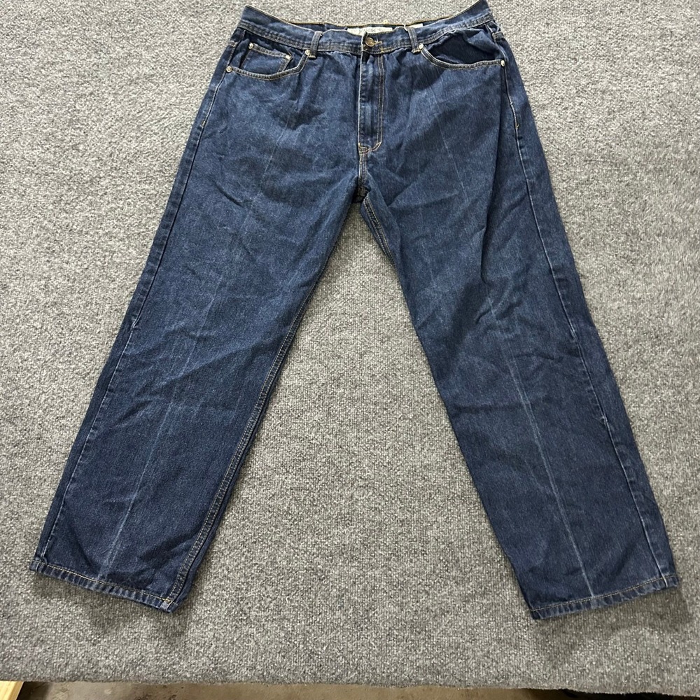 Akademiks Jeans Mens Size 40x32 Dark Wash Relaxed Straight Leg Denim Streetwear